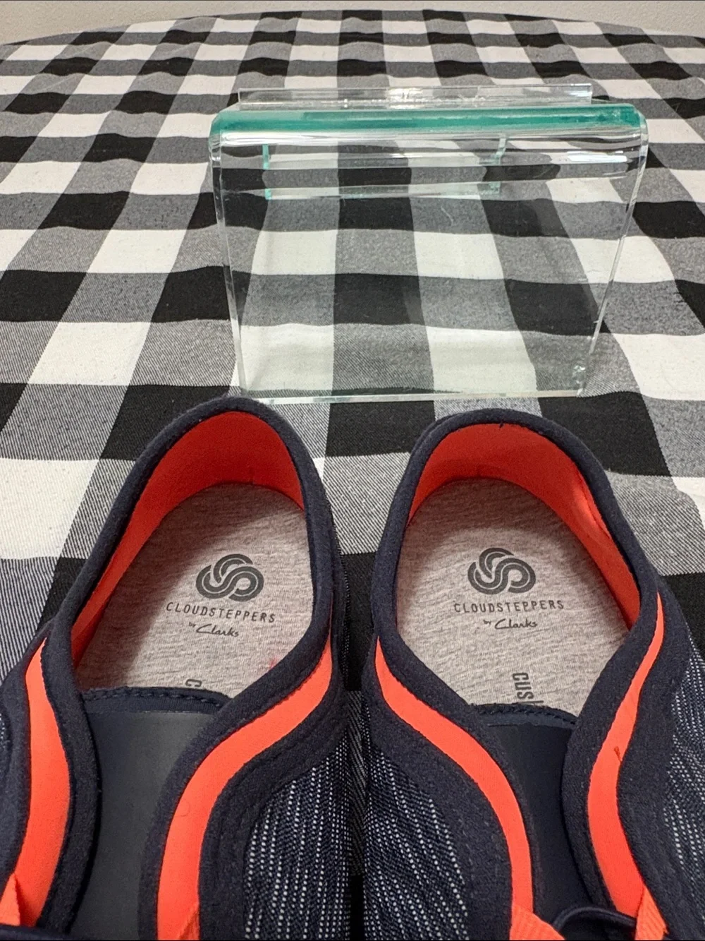 Clarks Cloudsteppers Dowling Pearl Walking Shoes Bungee Lace Navy Orange Size 12